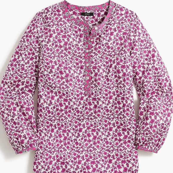 J. Crew Factory Pink Floral Blouse - Picture 1 of 7